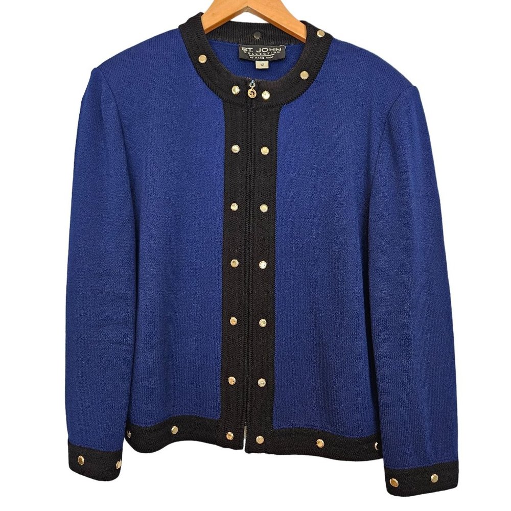 St. John Blue and Black Cardigan